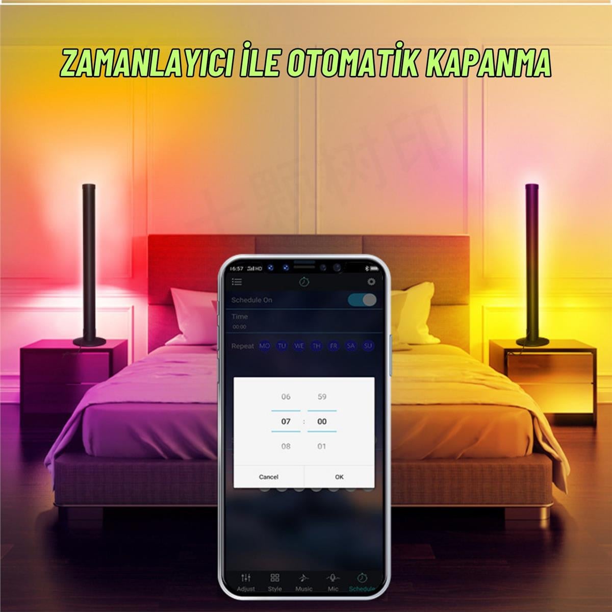 Tv  Oyun Gece Ambiyans Led Bar Bluetooth Bağlantılı Sese Duyarlı RGB Ortam Led Aydınlatma