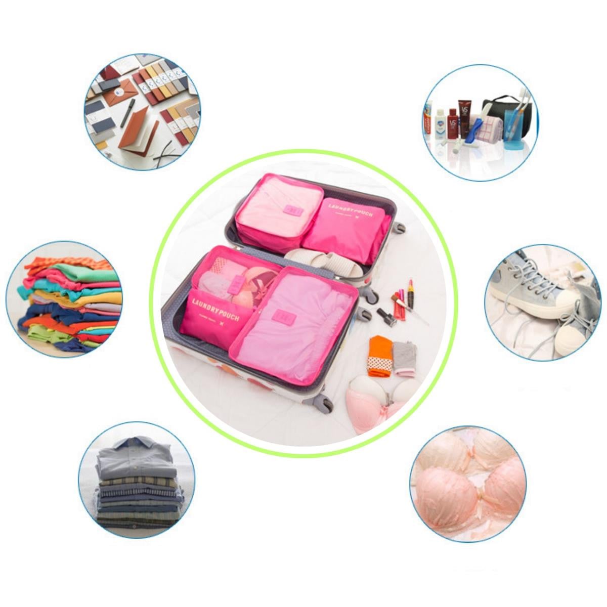 Valiz Seyahat Çanta Düzenleyici 6 Parça Seyahat Bavul Düzenleyici Organizer Set