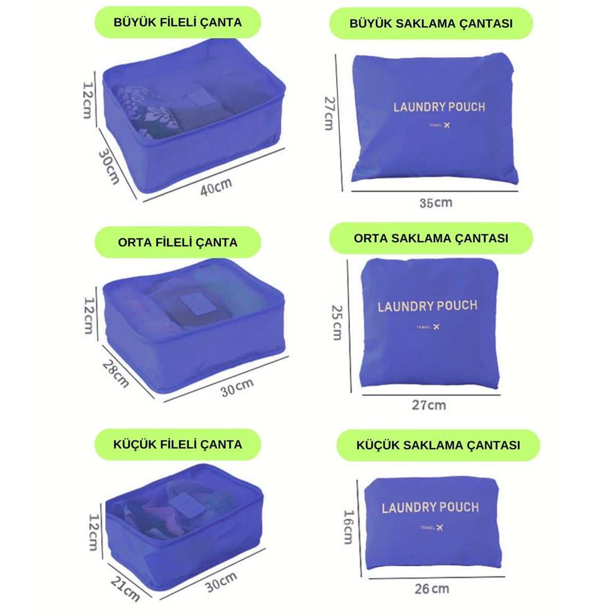 Valiz Seyahat Çanta Düzenleyici 6 Parça Seyahat Bavul Düzenleyici Organizer Set