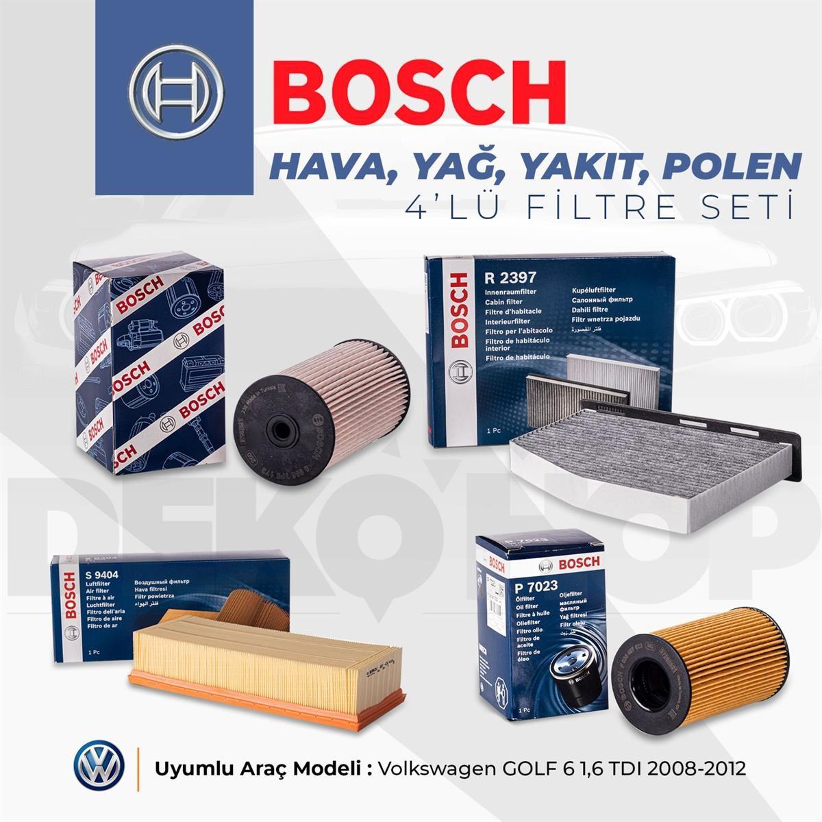 VOLKSWAGEN GOLF 6 1.6TDI Filtre Bakım Seti 2008-2012 Arası Uyumlu 4 Lü Set