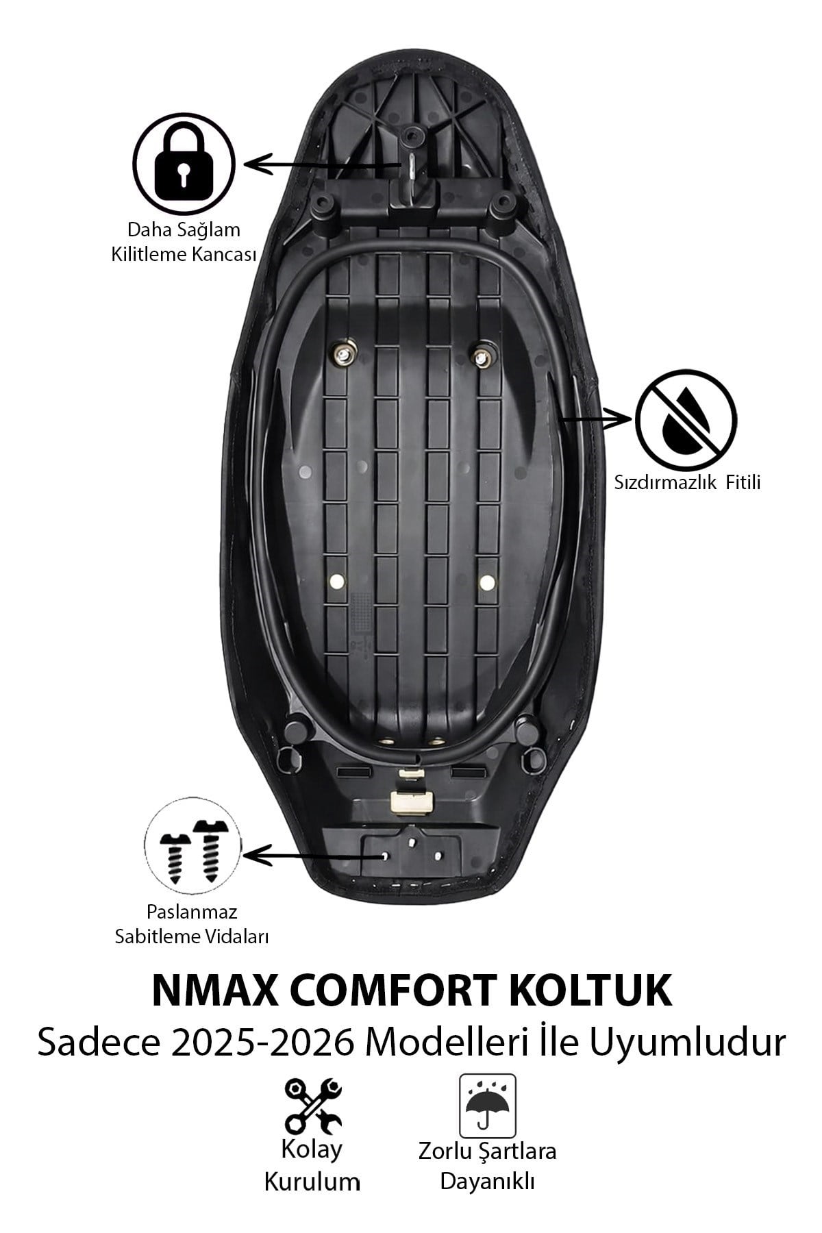 Yamaha NMAX Uyumlu 2025 Sonrası Comfort Koltuk Spor Tasarım