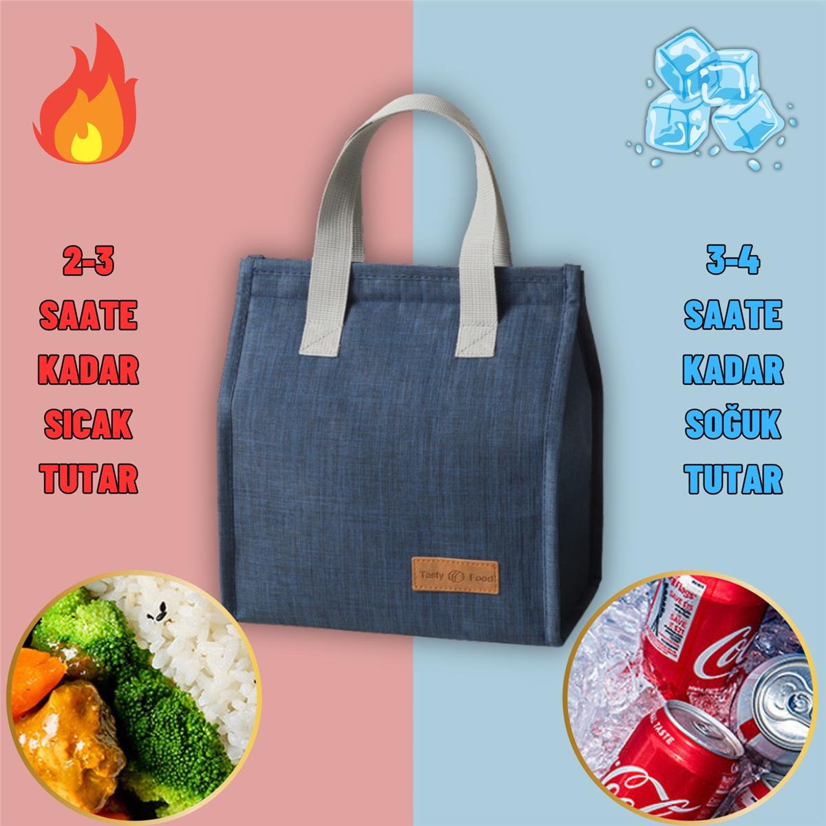 Yemek Taşıma Beslenme Ve Piknik Çantası Sıcak Soğuk Isı Tutucu Günlük İş Yeri Yemek Çantası