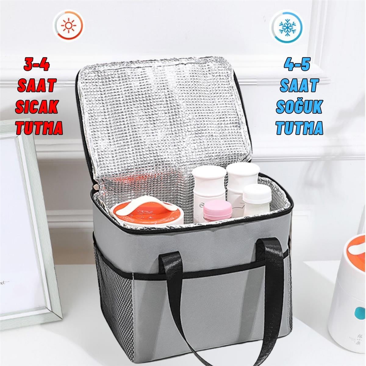 Yemek Taşıma Ve Piknik Çantası 10 Litre Isı Yalıtımlı Sıcak Soğuk Beslenme Taşıma Çantası