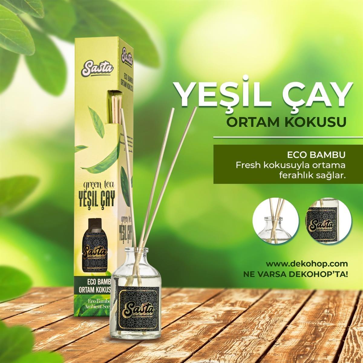 Yeşil Çay Kokulu Bambu Çubuklu Oda Kokusu Eko (50ml) Oda Parfümü