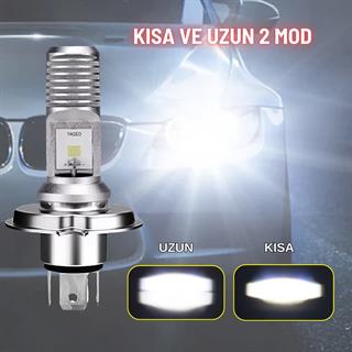  H4 LED Ampul Uzun Kısa Motosiklet  Araba FAR Ampul 12-24V 6000K Beyaz Yüksek Performans 15W 1800LM