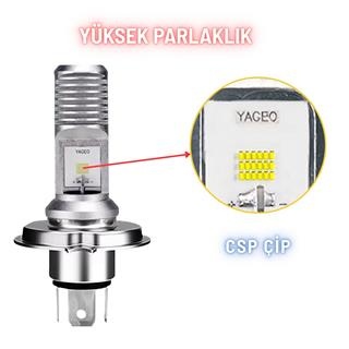  H4 LED Ampul Uzun Kısa Motosiklet  Araba FAR Ampul 12-24V 6000K Beyaz Yüksek Performans 15W 1800LM