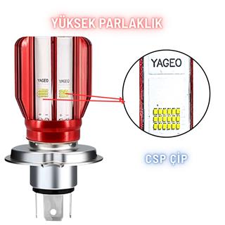  H4 Uzun Kısa LED Far Ampul Motosiklet Otomobil LED Işık 12-24V 6000K Beyaz Yüksek Performans 1800LM