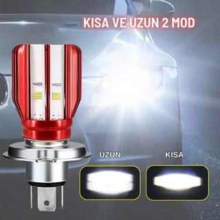  H4 Uzun Kısa LED Far Ampul Motosiklet Otomobil LED Işık 12-24V 6000K Beyaz Yüksek Performans 1800LM