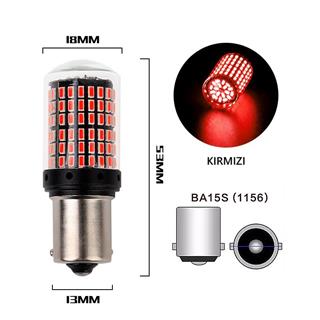  Oto Led Sinyal Park Ampulü Ultra Parlak KIRMIZI 1156 TEK TIRNAK  9w 144 Led Tak Kullan Ürün BA15S 