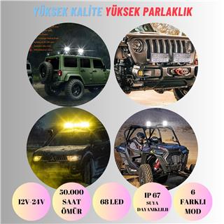 204 W Off Road Çalışma Lambası Sarı Çakar Ve Sinyal Mod Ultra Parlak 12-24V Led Oto Aydınlatma Işığı