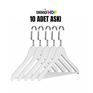 Ahşap Elbise Kıyafet Askısı 1.Kalite Ahşap Beyaz Renk Ahşap Askı 50 ADET