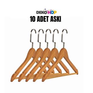 Ahşap Elbise Kıyafet Askısı 1.Kalite Ahşap Vernikli Ahşap Askı 10 ADET