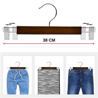 Ahşap Etek Pantolon Askısı Mandallı Lüks Elbise Askılık Vernikli AHŞAP 100 Adet