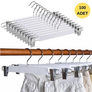 Ahşap Etek Pantolon Askısı Mandallı Lüks Elbise Askılık Vernikli Renk 10/50/100 Adet