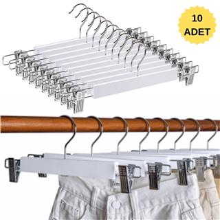 Ahşap Etek Pantolon Askısı Mandallı Lüks Elbise Askılık Vernikli Renk 10/50/100 Adet