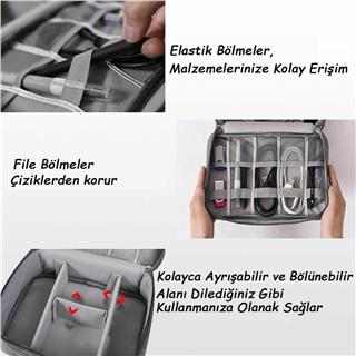 Aksesuar Kablo Powerbank Saklama Taşıma Kılıfı Organizer Çantası