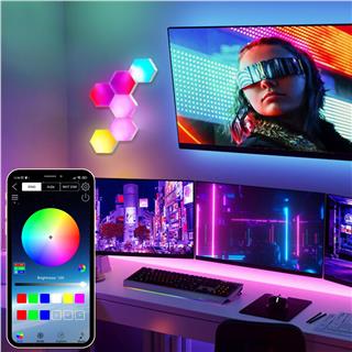 Ambiyans Rgb LED Lamba Altıgen 6 Parça Petek Dizayn Sese Duyarlı Oyun Masa ve Duvar Led Aydınlatma