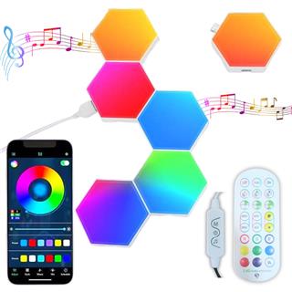 Ambiyans Rgb LED Lamba Altıgen 6 Parça Petek Dizayn Sese Duyarlı Oyun Masa ve Duvar Led Aydınlatma