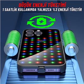 Apple Iphone 12 Pro Max Uyumlu Rgb LED Işıklı Siyah Telefon Kılıfı