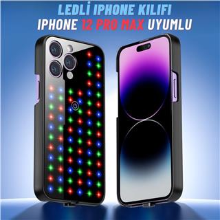 Apple Iphone 12 Pro Max Uyumlu Rgb LED Işıklı Siyah Telefon Kılıfı