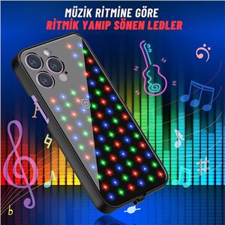 Apple Iphone 12 Pro Uyumlu Rgb LED Işıklı Siyah Telefon Kılıfı