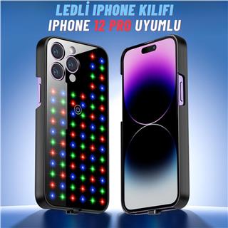 Apple Iphone 12 Pro Uyumlu Rgb LED Işıklı Siyah Telefon Kılıfı