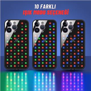 Apple Iphone 13 Pro Uyumlu Rgb LED Işıklı Siyah Telefon Kılıfı