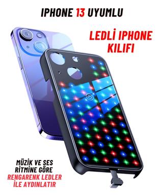Apple Iphone 13 Uyumlu Rgb Led Işıklı Siyah Telefon Kılıfı