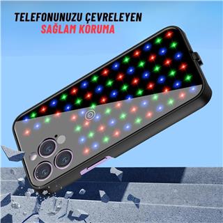 Apple Iphone 13 Uyumlu Rgb Led Işıklı Siyah Telefon Kılıfı