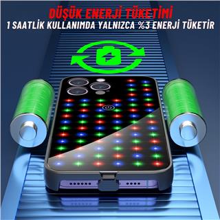 Apple Iphone 14 Pro Max Uyumlu Rgb LED Işıklı Siyah Telefon Kılıfı