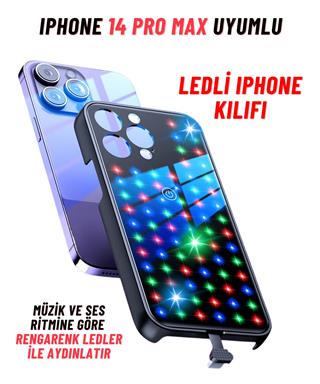 Apple Iphone 14 Pro Max Uyumlu Rgb LED Işıklı Siyah Telefon Kılıfı