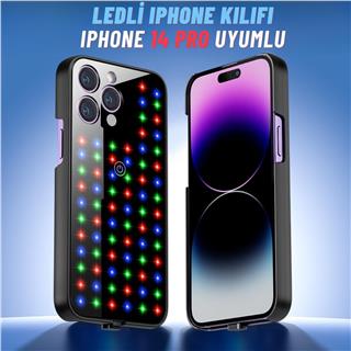 Apple Iphone 14 Pro Uyumlu Rgb LED Işıklı Siyah Telefon Kılıfı