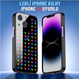 Apple Iphone 14 Uyumlu Rgb LED Işıklı Siyah Telefon Kılıfı