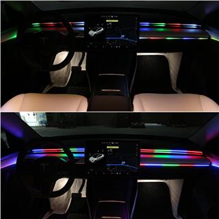 Araç İçi Torpido RGB Kayar Led Şerit 64 Farklı Renk Kumanda Ve APP Kontrollü 110 Cm Kayar Ambiyans LED Işık