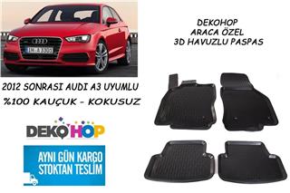 Audi A3 2012 SONRASI Araca Özel Oto Paspas 3D Havuzlu Kauçuk Paspas