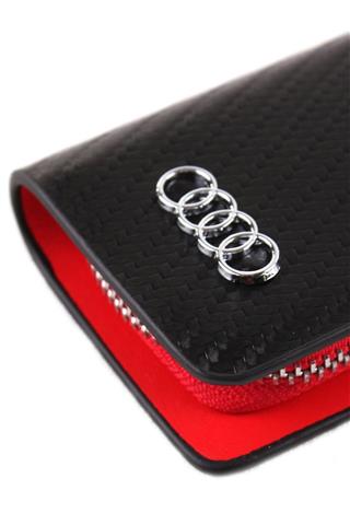 Audi Uyumlu Karbon Desen Deri Cüzdan Anahtarlık
