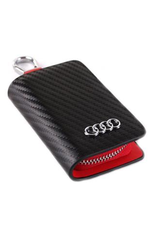 Audi Uyumlu Karbon Desen Deri Cüzdan Anahtarlık
