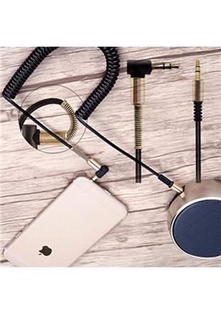 Aux Kablo 3.5 Mm L Tipi Uyumlu Spiralli Audio Aux Kablo Kırmızı