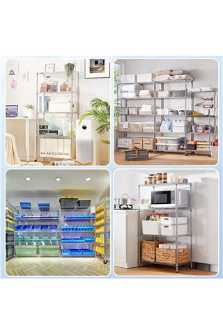 Ayarlanabilir 4 Katlı Depo Rafı 122x53x183 Cm Kiler Mutfak Balkon Çiçeklik Ofis Çelik Tel Raf