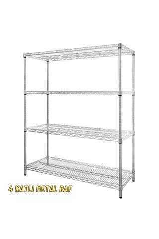 Ayarlanabilir 4 Katlı Depo Rafı 152x53x183 Cm Kiler Mutfak Balkon Çiçeklik Çelik Tel Raf