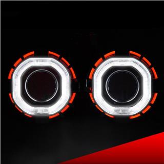Bi-Xenon KARE 2,5 İnç Projektör Lens Çift Angel Renk KIRMIZI BEYAZ