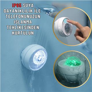 Bluetooth Hoparlör Banyo Duşakabin Havuz Su Geçirmez Islak Ortam Ses Bombası ve Ambiyans Led Işık