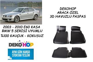 BMW E60 KASA 5 SERİSİ 2003-2010 ARASI 3D Havuzlu Araca Özel Kauçuk Oto Paspas