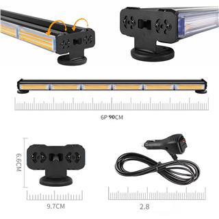 Çakarlı Tepe İkaz Lambası 90 Cm Mıknatıslı Turuncu Amber Çift Taraflı Led Bar 12 Mod 12-24 V