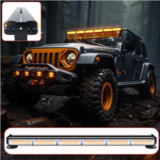 Çakarlı Tepe İkaz Lambası 90 Cm Mıknatıslı Turuncu Amber Çift Taraflı Led Bar 12 Mod 12-24 V