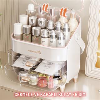 Çekmeceli Kozmetik Organizer Makyaj Kutusu Fırça Takı Ve Aksesuar Düzenleyici