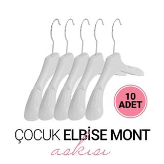 Çocuk BEYAZ Elbise Mont Askısı 10 Adet Paketli 30 Cm Çocuk Askı