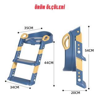 Çocuk Merdivenli Klozet Adaptörü Yükseklik Ayarlı Pratik Tuvalet Eğitici Klozet Oturak Mavi