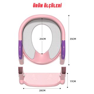 Çocuk Merdivenli Klozet Adaptörü Yükseklik Ayarlı Pratik Tuvalet Eğitici Klozet Oturak Pembe