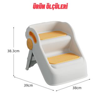 Çocuk Taburesi Katlanabilir Kaymaz İki Basamaklı Merdiven Çocuk Banyo Tuvalet Lavabo Yükseltici Sarı